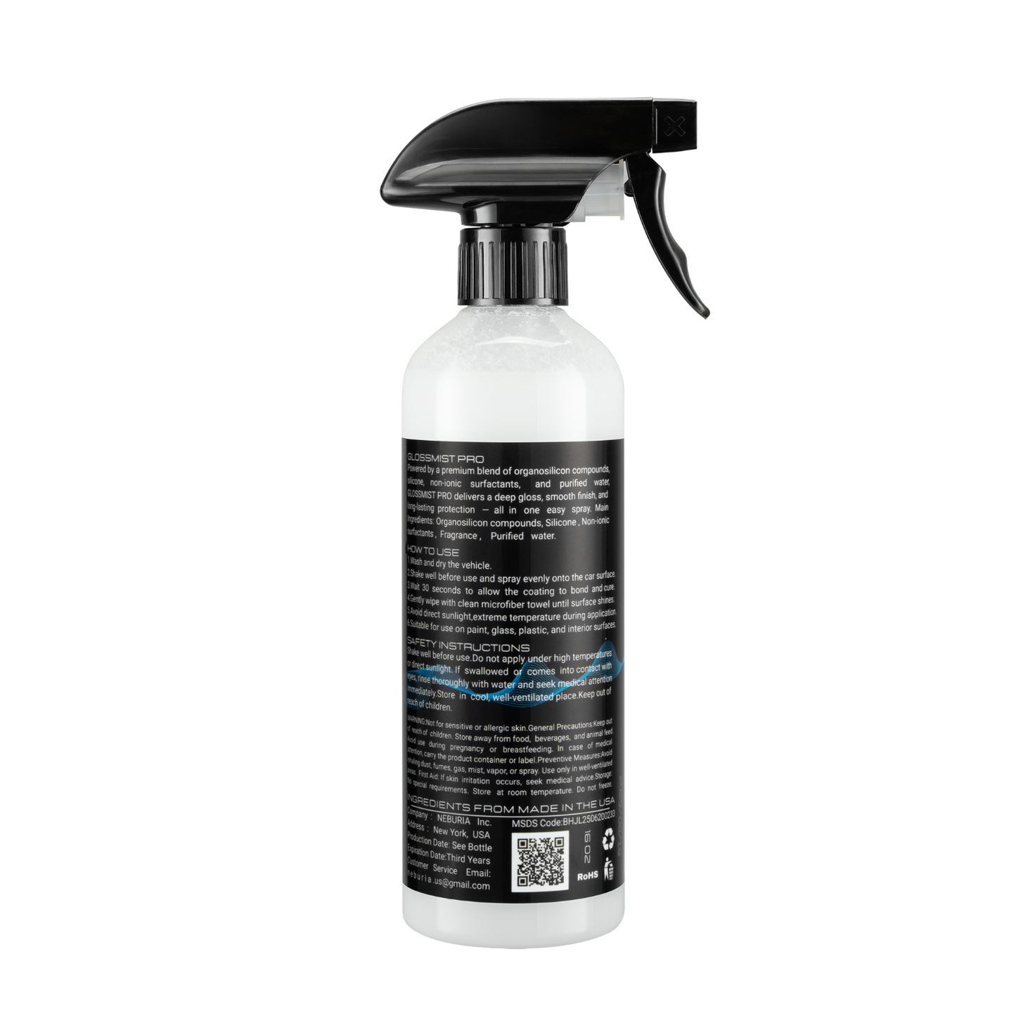 NEBURIA Instant Gloss Car Coating Spray – Hydrophobic Protection